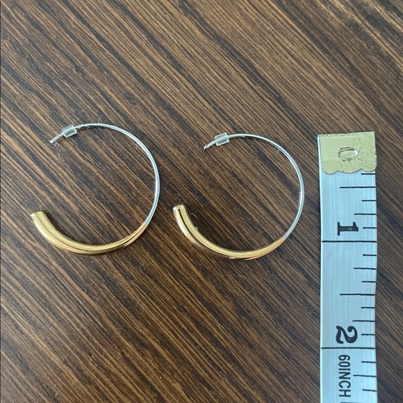 Fossil Silver & Rose Gold Hoop Earrings - Picture 2 of 3